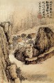 Shitao kauerte am Rande des Wassers 1690 Kunst Chinesische